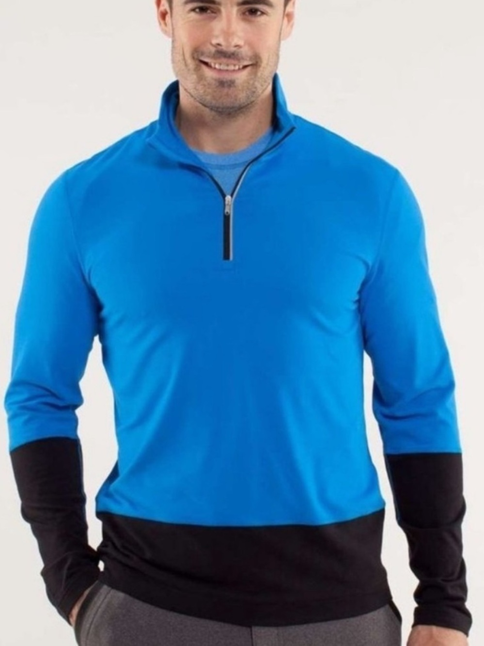 lululemon athletica Blue and Black Half-Zip Pullover